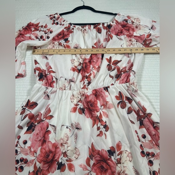 Floral Off-Shoulder Dress in Pink and White Size 2XL (fits like an XL) - Picture 5 of 8